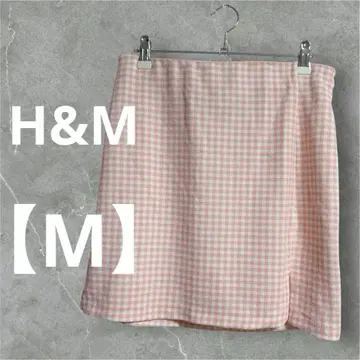 [새상품급] H&M 핑크와 화이트 깅엄 체크 미니 스커트 [M]