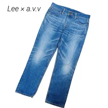 a.v.v Lee 리 콜라보 데님 팬츠 스트레이트 가죽 패치 M 코튼