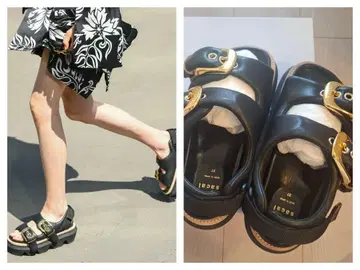 sacai 사카이 블랙 어퍼 샌들 37