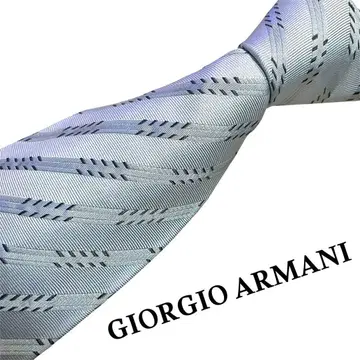 새상품급 Giorgio Armani 라이트 블루 스트라이프 실크 넥타이