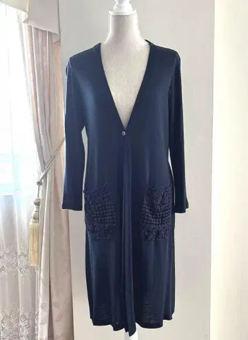 사에라 아키아카네 다크 네이비 롱 가디건