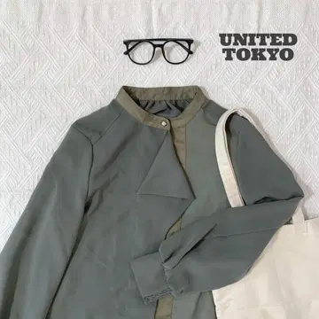 UNITED TOKYO 뉴앙스 프론트 블라우스 그린 긴팔 셔츠