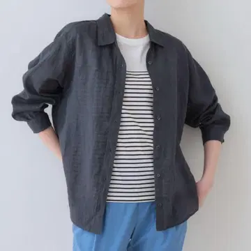 INDIVI 인디비 프렌치 린넨 베이직 셔츠