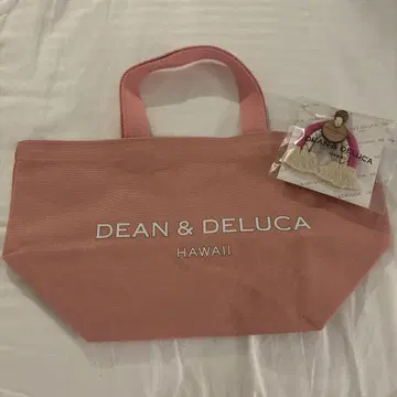 DEAN & DELUCA 핑크 토트백 S 사이즈 레인보우 마크라메