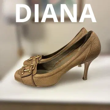 다이애나 24.5cm 브라운 가죽 버클 하이힐 펌프스