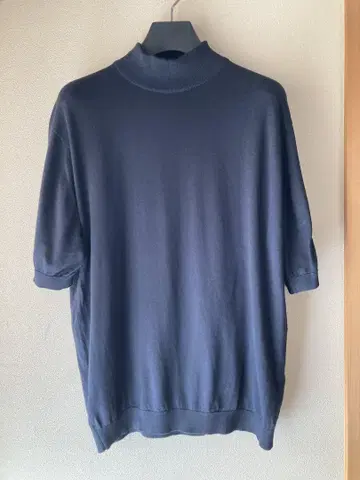 JOHN SMEDLEY 코튼 30G 모크넥 니트 T 네이비 L