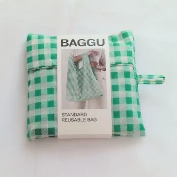 BAGGU STANDARD 에코백 그린 체크 깅엄 체크