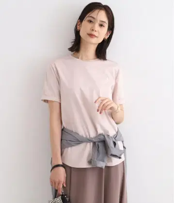 INDIVI 물세탁 가능한 코튼 100% 밑단 디자인 성인 T셔츠