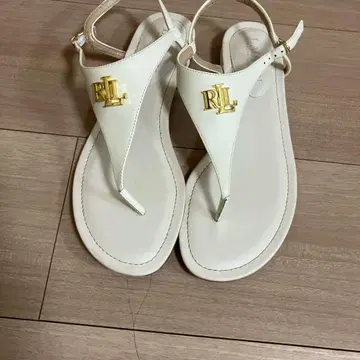RLL 화이트 가죽 플립플랍