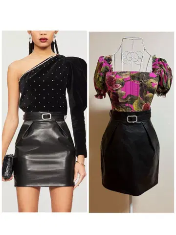 Alexandre Vauthier 가죽 타이트 스커트 비쥬 벨트 포함