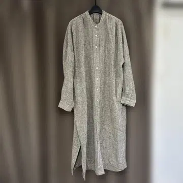 안티카 브라운 그레이 계열 스탠드 칼라 셔츠 원피스 미사용 얇은 소재