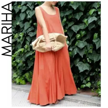 MARIHA 바다 그림자의 드레스 코랄 오렌지 마리하 원피스 슬리브리스