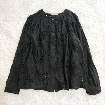 Theory luxe 컷워크 자수 블라우스 실크 코튼 블랙 M