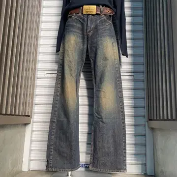 BOBSON 00s y2k 그런지 워싱 페이드 부츠컷 데님