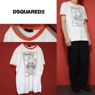 DSQUARED2 데미지 가공 카우보이 프린트 링거 티셔츠
