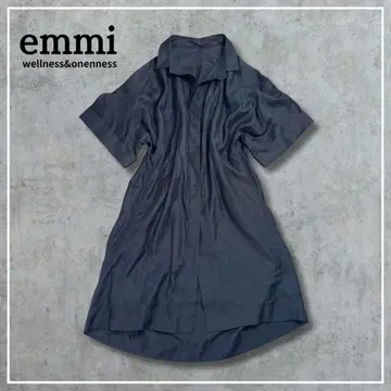 [ emmi ] 셔츠 원피스 블랙 넉넉한 실루엣 겉옷 반팔