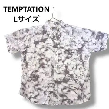 TEMPTATION 반팔 셔츠 L 사이즈 마블 무늬 남성용 템테이션