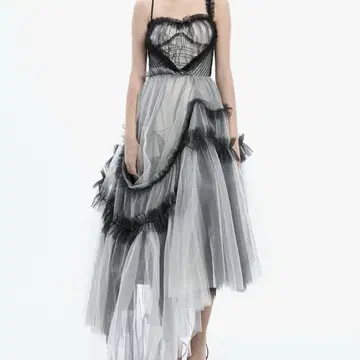 V tulle dress long