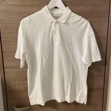 LACOSTE 화이트 피케 셔츠 US S
