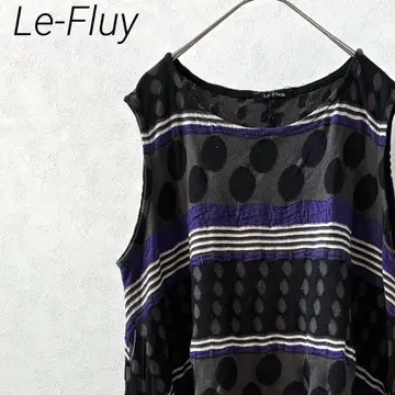 Le-Fluy 티셔츠 슬리브리스 크루넥 보더 도트 무늬