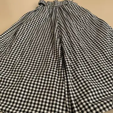 깅엄 체크 와이드 가우초 팬츠