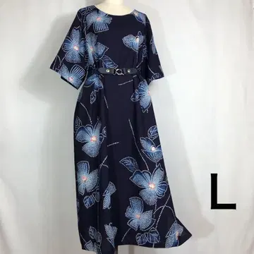 381 유카타 리메이크 롱 원피스 L 사이즈 스카프 & 벨트 포함