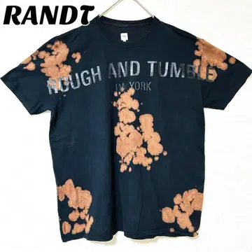 RANDT 아르앤드티 티셔츠 USA 제 블리치 가공 로고 프린트