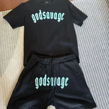 godsavage 로고 T셔츠 숏팬츠 세트