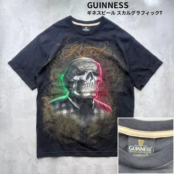 [ GUINNESS ] 기네스 맥주 로고 스컬 그래픽 티셔츠 L 사이즈
