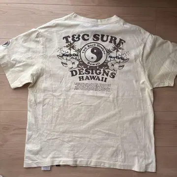 90s T&C Surf Designs 티셔츠 싱글 스티치 크림색