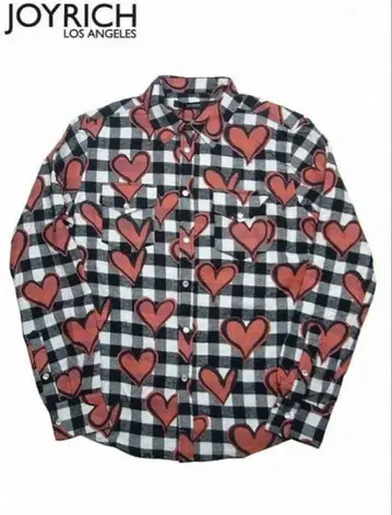 클리닝 완료 [ JOYRICHL.A. ] 하트 무늬 체크 셔츠 사이즈 M