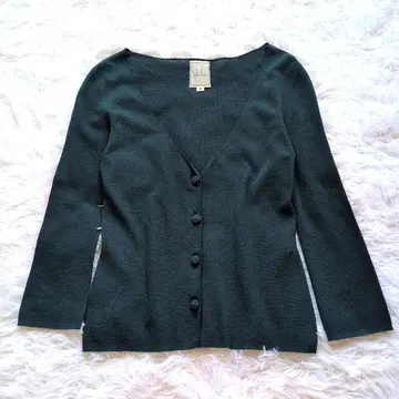 [ USED ] 시빌라 다크 그린 V넥 7부 소매 가디건 M 사이즈