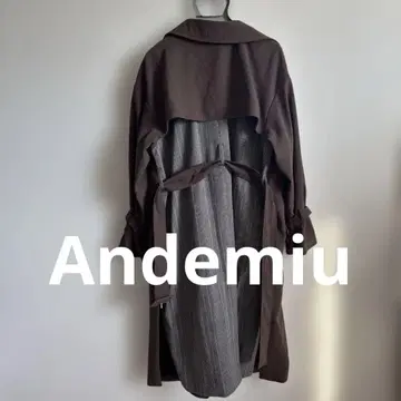 Andemiu 브라운 트렌치코트 체크 안감