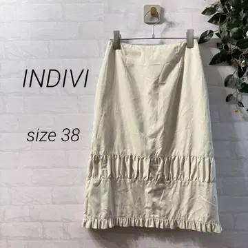 [ INDIVI ] 일본제 프릴 절개 미디 스커트 아이보리 (38)