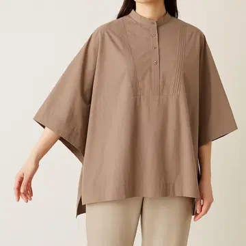 미사용품 SOUAIRE 밴드 카라 블라우스 F 사이즈 베이지 택 포함
