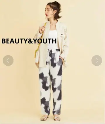 BEAUTY&YOUTH 핸드 페인트풍 프린트 이지 팬츠