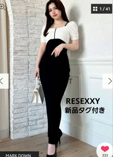 택 포함 새상품 RESEXXY 센터라인 스퀘어넥 니트 원피스