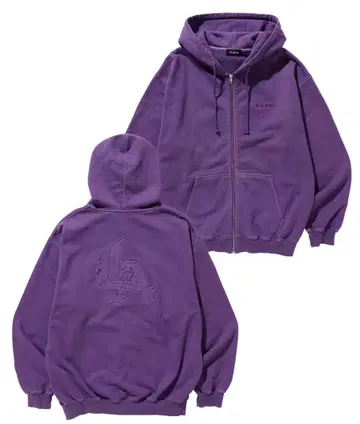 PIGMENTDYED EMBOSS LOGO ZIP HOODED SWEAT