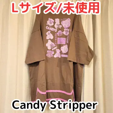[미사용] 원피스 브라운 핑크 곰 L 사이즈 Candy Stripper