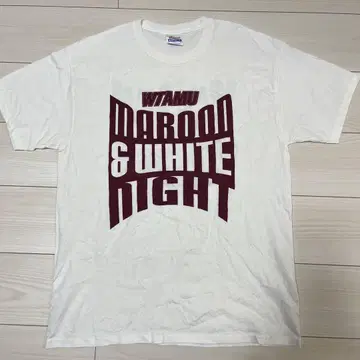 Hanes 마룬 & 화이트 빈티지 티셔츠 90s