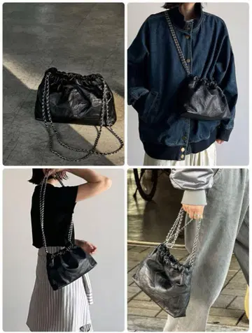 (JISTORY) CHAIN SHOULDER WRINKLE BAG
