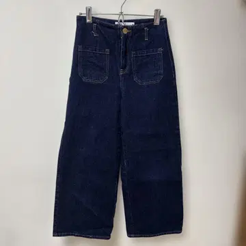 다크 블루 와이드 레그 데님 팬츠