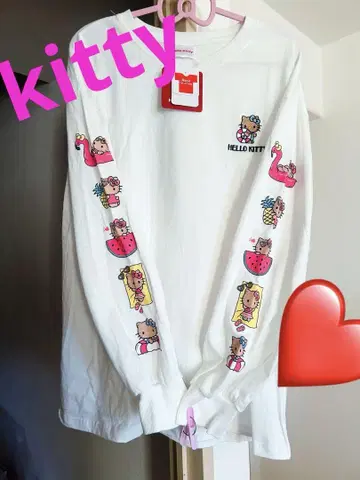 택 포함 새상품 아베일 Sanrio 일광화상 키티 긴팔 티셔츠