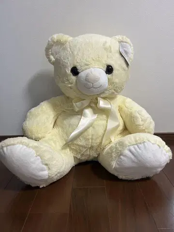 크림색 곰 리본 포함 봉제 인형 약 60cm