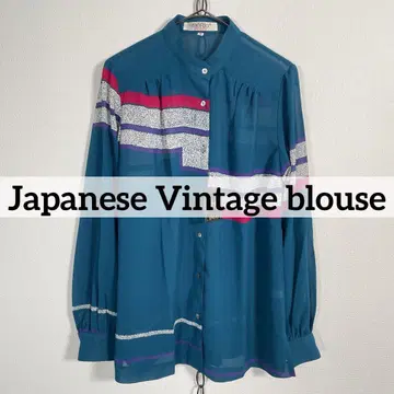 Japanese Vintage 데드스탁 노카라 쇼와 레트로 블라우스