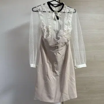 ROBE de FLEURS 베이지 미니 드레스
