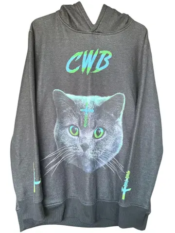 CWB 고양이 디자인 그레이 후드티