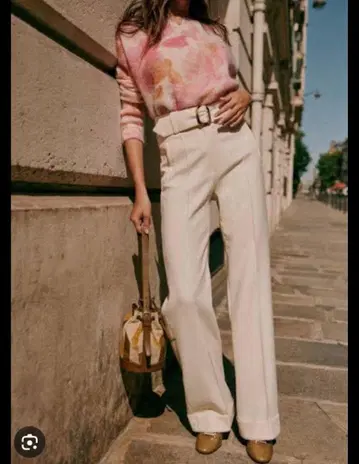 Sezane Lukas Trousers LAINE 울 벨트 팬츠