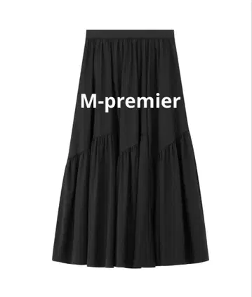 M-premierBLACK 개더 플레어 스커트 32p