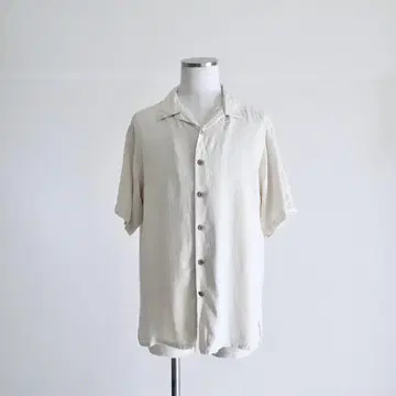 90s Island Republic 오픈 카라 실크 셔츠 아이보리